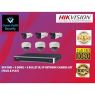HIKVISION 8CH POE IP NVR + 6 IR / IP 2MP NETWORK BULLET + DOME CAMERA SET (PLUG & PLAY)
