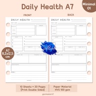 Simple Minimalist Daily Health Binder Paper Refill Planner Book A7