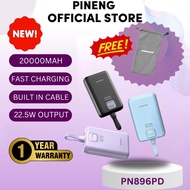 3c cerdificate approved Pineng PN-896PD 22.5W 20000mAh Powerbank Built-in Cable Fast Charging PN896