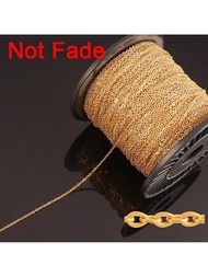 長度100cm,1/1.5/2/2.5mm不銹鋼金色鍊條,diy O型、十字型鍊條,適用於項鍊、手鍊、珠寶製作配件