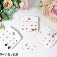 Rhodium stainless steel earrings set 6 pairs 6 sj 12 pcs pser set