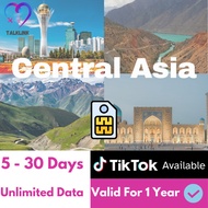 Central Asia | Kazakhstan | Kyrgyzstan | Tajikistan | Uzbekistan | Physical SIM Card 5-30 Days Unlim