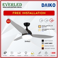 [FREE INSTALLATION] DAIKO Shinji GEN3 36"/46"/52" DC Ceiling Fan (with Philips 24w LED Tri-Color Light , Dimmable and Remote)