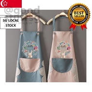 [SG FREE 🚚] Adjustable Cartoon Wreath Rabbit Kitchen Cooking Apron / Waterproof Unisex Can Wipe Hand