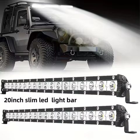 Single Row LED Light Bar Ultra-Slim Pod light 20 Inch Fog Driving Work Roof Bumper Lighting for Offr
