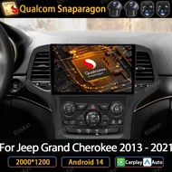 Android 14 Car Radio For Jeep Grand Cherokee WK2 2014 - 2022 Navi GPS Multimedia Video Player Auto C