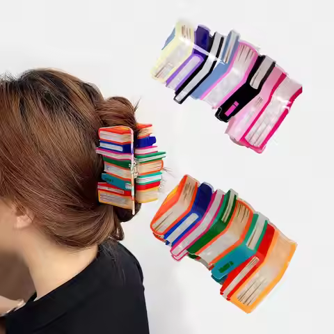 1 piece of niche acrylic bookshelf book candy colored hair clip, fresh story book hair clip, large y