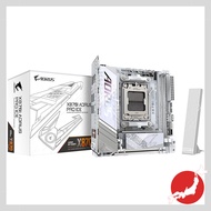 GIGABYTE X870I AORUS PRO ICE Mini-ITX Motherboard featuring the AMD X870 Chipset in an elegant white