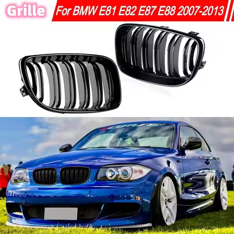For BMW E81 E87 E82 E88 128i 130i 135i 2008-2013 Front Bumper Kidney Grille Double Line Racing Grill