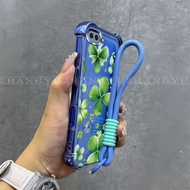 Suitable For OPPO A3S A5 A12E Phone case New green leaf pattern anti drop shockproof soft shell hang
