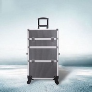 ONE - 拉桿可拆旅行化妝箱 多層美甲紋繡箱(灰色)