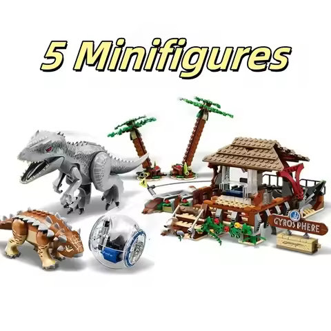 Compatible MOC Sets Dinosaur Park Movie Series Building Blocks Indominus Rex vs. Ankylosaurus Childr