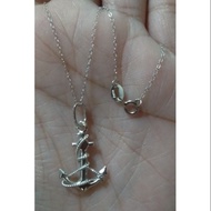 ♞18K Saudi White Gold Anchor Necklace