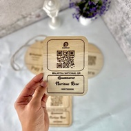 Custom Engraved Wooden QR Code Sign with Stand E-Wallets QR Code Display - SHIP OUT 1-3 DAYS
