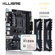 Kllisre B450 เมนบอร์ดชุด AMD Ryzen 5 R5 3600 cpu DDR4 16GB(2×8GB) 3200MHz หน่วยความจําเดสก์ท็อป