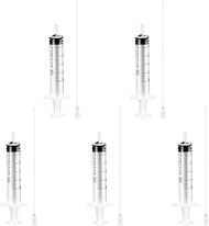 HUIKANGSHENG 5Pcs 5ML/CC Premium Ink Syringe with Luer Lock and 5inch Tube Suitable for Fountain Pen