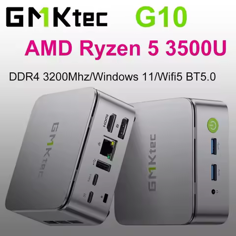 GMKtec G10 AMD Ryzen 5 3500U Mini PC Windows 11 DDR4 3200Mhz PCie 3.0 NVMe SSD Wifi5 BT5.0 Triple Sc