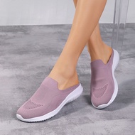 >NB Ready Stock Kasut Sneakers Perempuan Slip-On Sneakers Women Slippers Shoes Solid Color Flat Shoe