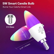 Color Changing Smart Light Bulb, Alexa and Google Home Assistant, Dimmable C37 E12 Multicolor LED Li