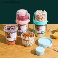 [DB] Breakfast Fruit Oat Yogurt Salad Cup With Lid And Spoon Two-layers Food Storage Bento Box Fitness Fat-Reduced Taper Bowl [Ready Stock]