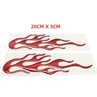 2pcs Red 3D Flame Three-Dimensional Sticker Waterproof Plastic Car Locomotive Electric Bike Bicycle 