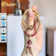 BL lotus agarwood seed bracelet mixed with 4-leaf clover TA with red hair suitable for good luck - D