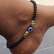 Black Gold Evil Eye Anklet With Bell