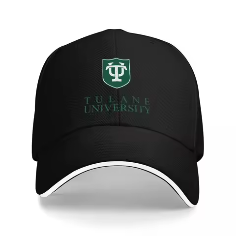 Tulane University Green Logo Baseball Cap Classic Black Design with White Trim and Embroidered Crest