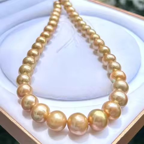 13-11mm Edison Gold Pearls Necklace for Women Flaw