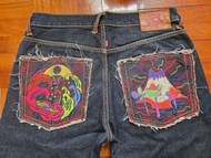 赤猿 RMC Martin Ksohoh Lot 1002山圖案彩色刺繡牛仔褲 Size 34