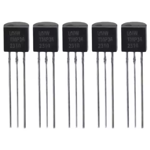 5PCS Metal Temperature Analog Sensor TMP36GT9Z TMP36 Black 3-Pin ±2°C 10 MV/8°C Digital Thermometer 