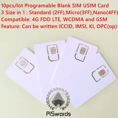 10pcs/lot Writable Programable Blank SIM USIM Card 4G LTE WCDMA GSM SIM Card With Micro Nano Size FF