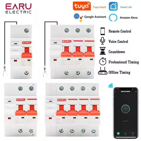 1P 2P 3P 4P TUYA APP WIFI Circuit Breaker Timer Voice Remote Control Smart Life Automatic Intelligen