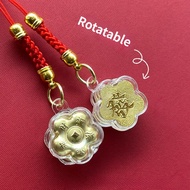 Wealth-Bringing Pendant: Golden Fortune Spinner, Pure Gold Au999 Gold Bar, Lucky Rotating Gold Disc 