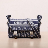 DIOR(迪奧) Diorcamp 郵差信使包 小號 23 藍色 帆布 淺金扣 2022