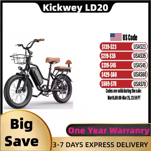 Kickwey LD20 adult E-bike 750W 48V 20Ah battery commute Electric Bike,20-inch Fat Tire E-Mountain bi