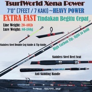 TsuriWorld Xena Power 7ft 7Kaki Heavy Power 20-40lb Lure 80-180g 2-Piece Spinning Rod Joran Pancing