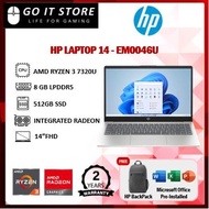HP 14-EM0046U laptop (R3-7320U/8GB/512SSD/W.GD/H&S/W11H/2YW/14)