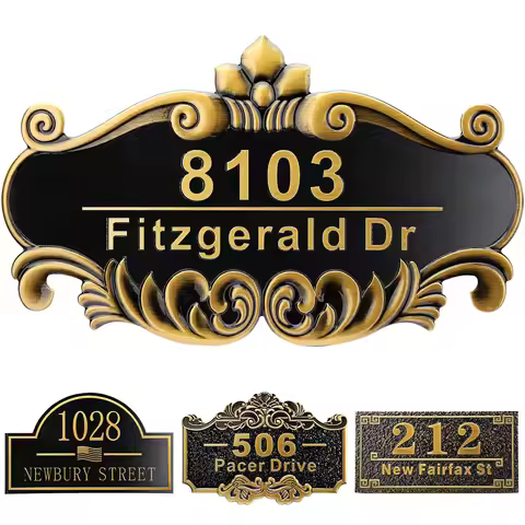 Personalized Vintage Address Plaque Customizable Exterior House Number Sign for Home Apartment Mailb