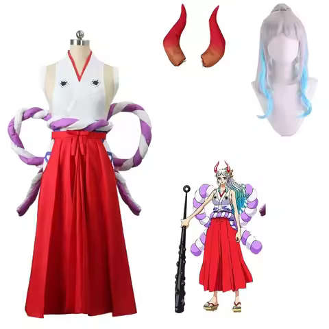 in stock Yamato Cosplay Costume Wig One Hakama Kendo Samurai Kimono Dress Women 6 Pieces Suit Carniv