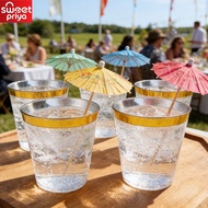 Gold Rimmed 9OZ Disposable Plastic Cups 200pcs Tableware For Wedding Party & Beverage & Cocktail