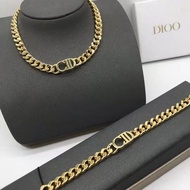 Hot selling classic electroplated brass gold CD letter handsome necklace bracelet for women