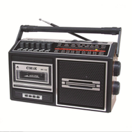 老式收音磁帶機 多功能多波段手提仿古播放收音機（黑色  28*13*18cm）