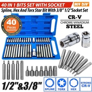 40PCS STAR WRENCH SET CRV / 40PCS HEX TORX STAR SPLINE SOCKET SCREW DRIVER COMBINATION