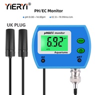 Yieryiมืออาชีพ2 In 1 PH Meter EC Meterสำหรับพิพิธภัณฑ์สัตว์น้ำหลายพารามิเตอร์น้ำหน้าจอที่มีคุณภาพออน