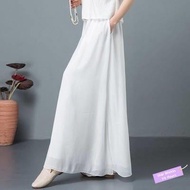 ✦Ready Stock✦ celana kulot wanita perempuan Fashionable ice silk chiffon wide-leg pants drape casual loose and versatile plus size thin women's hakama summer