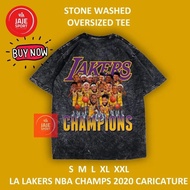 Kaos Basket Oversized Stonewashed Lakers Championship Caricature 2020