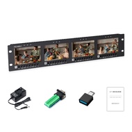 FEELWORLD Q41 2RU Quad 4.5 Inch HDMI 3G-SDI Rack Mount Monitor CVBS Broadcast Display, 3D LUT, Wavef
