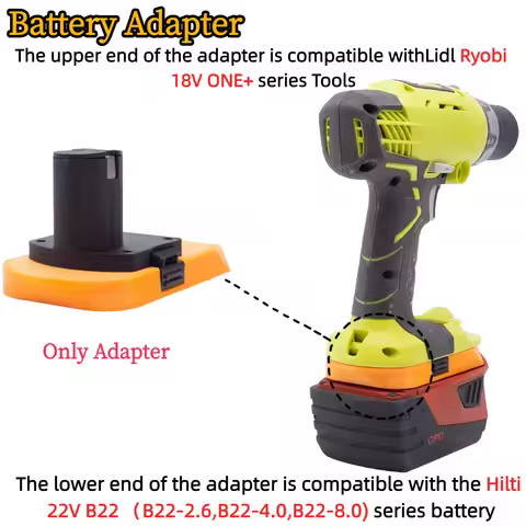 Battery Adapter/Converter for Hilti 22V B22（B22-2.6,B22-4.0,B22-8.0) Li-ion Battery TO Ryobi 18V ONE