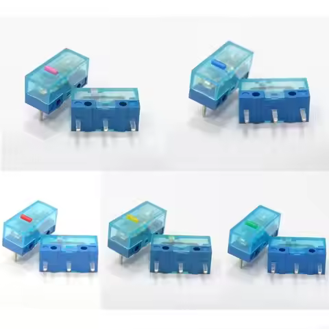 4Pcs New HUANO Blue Transparent Shell Mouse Micro Button Pink Red Yellow Blue Green Dot Button 3Pin 